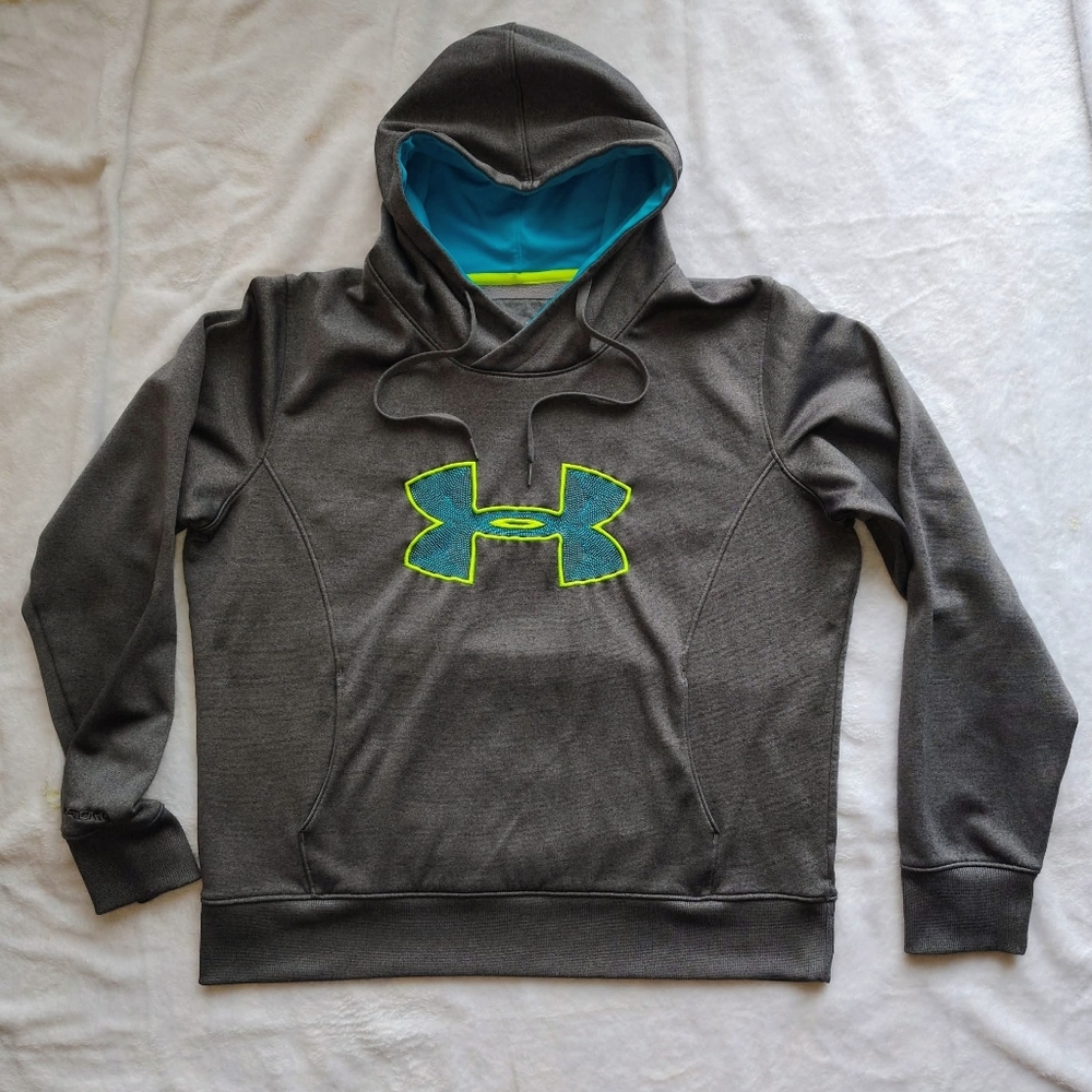 Under Armour Hoodie Womens X-Large Cold Gear Gray Semi-Fitted Sweatshirt Storm